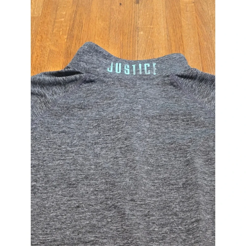 Justice Girls 16 Gray Space Dye Quarter Zip Long Sleeve‎ Thumbholes Active Top